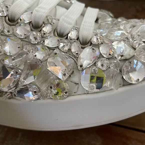 Dolce & Gabbana Portofino Crystal Embellished Leather Sneakers - Picture 10 of 16